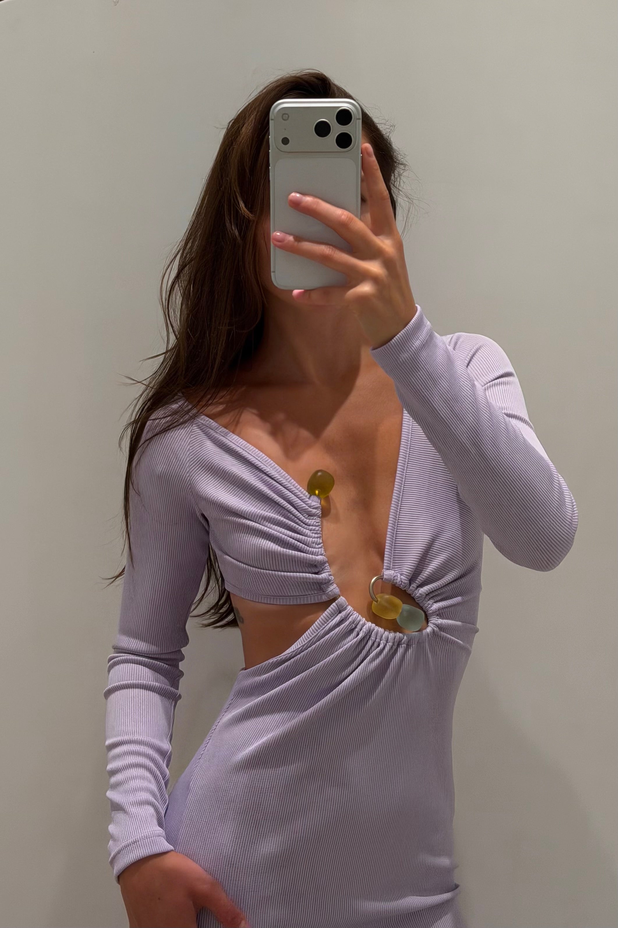 SPIRAL BEACH GLASS LONG SLEEVE DRESS