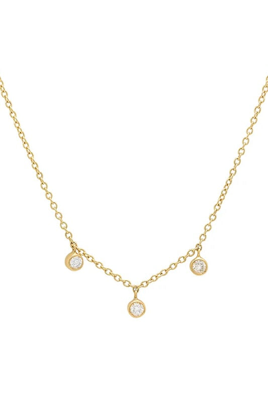 3 MINI DIAMOND BEZEL DANGLE NECKLACE