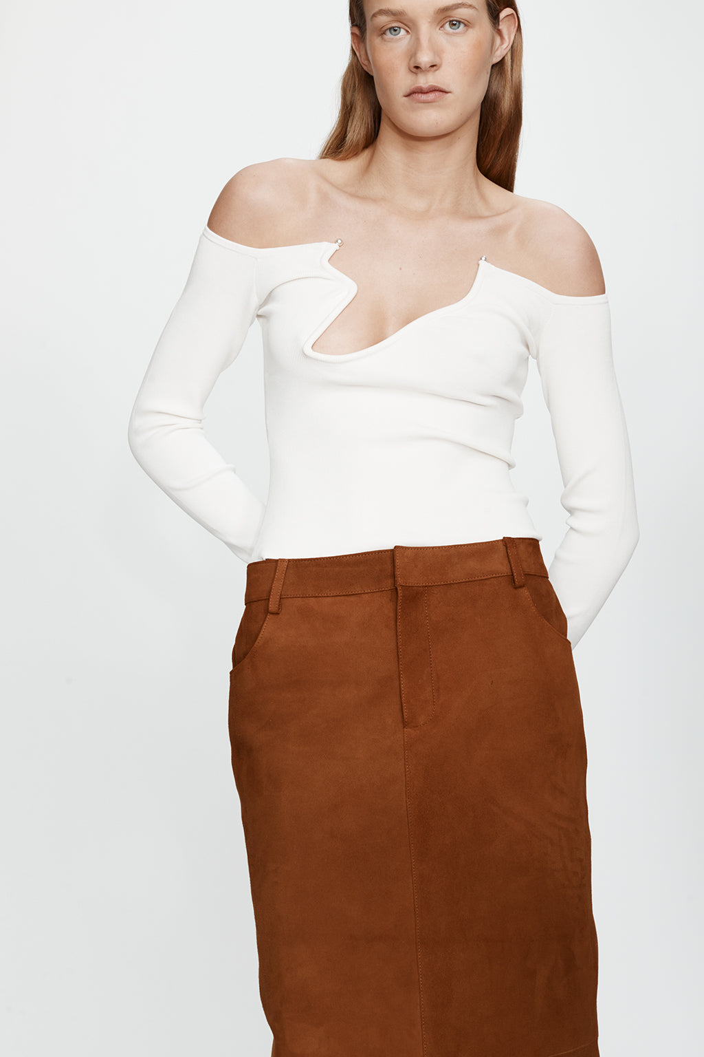 ODESSA ARCED KNITTED LONG SLEEVE TOP