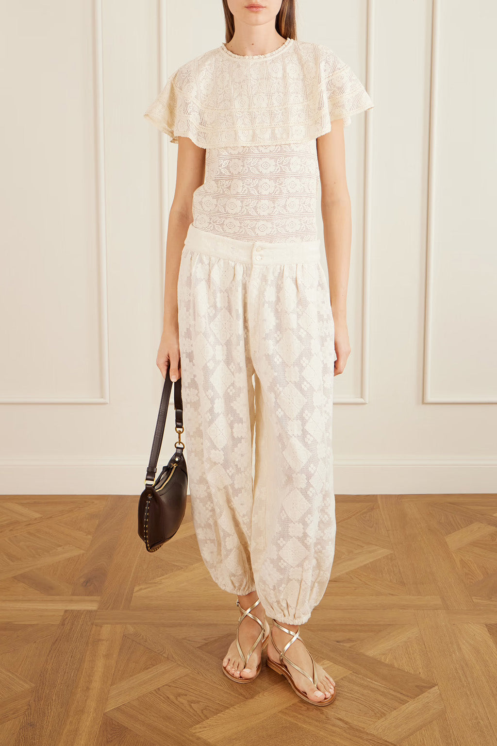 MARGOT ECRU TETRIS LACE PANT