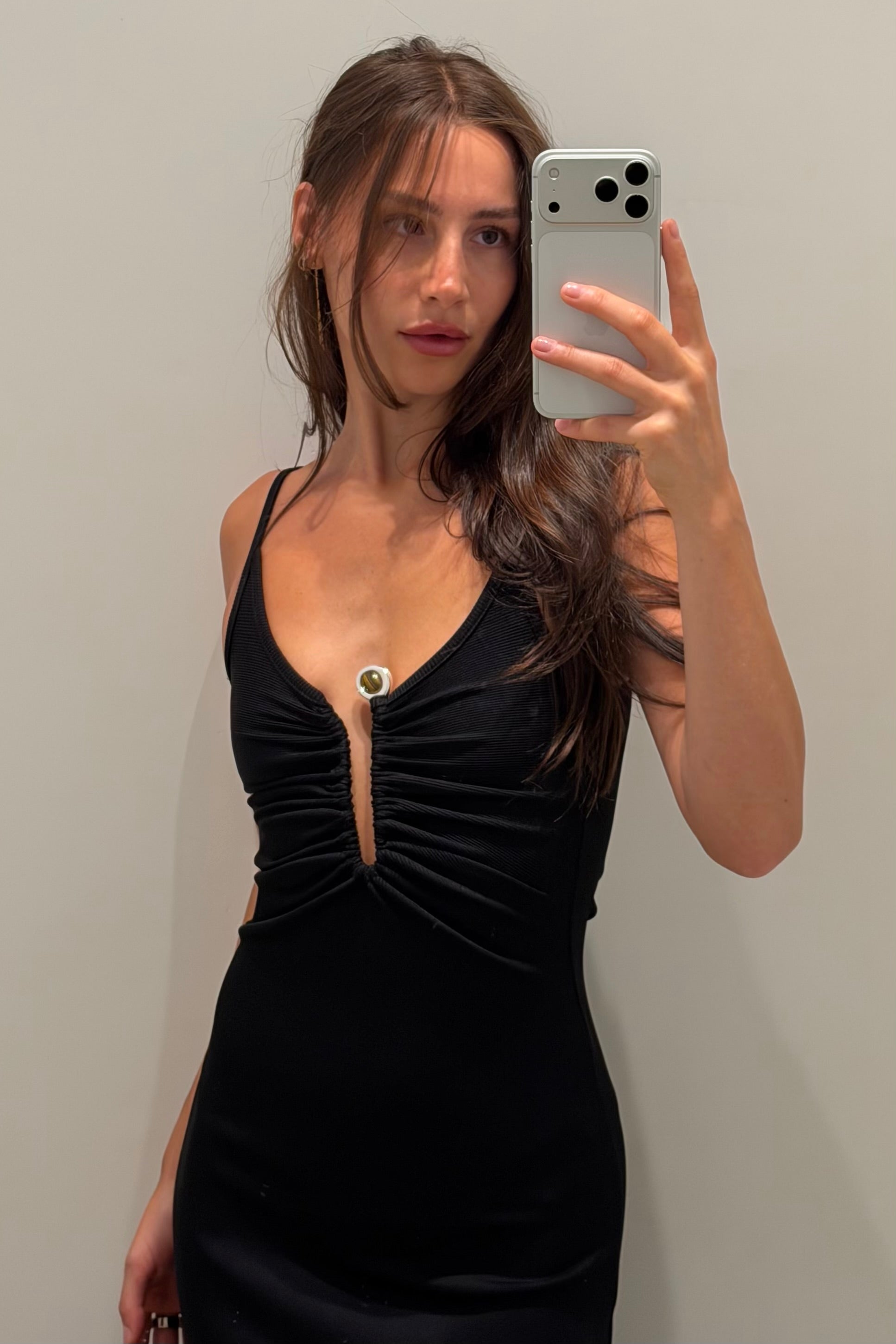 DROPLET CRYSTAL CLASP CAMI DRESS