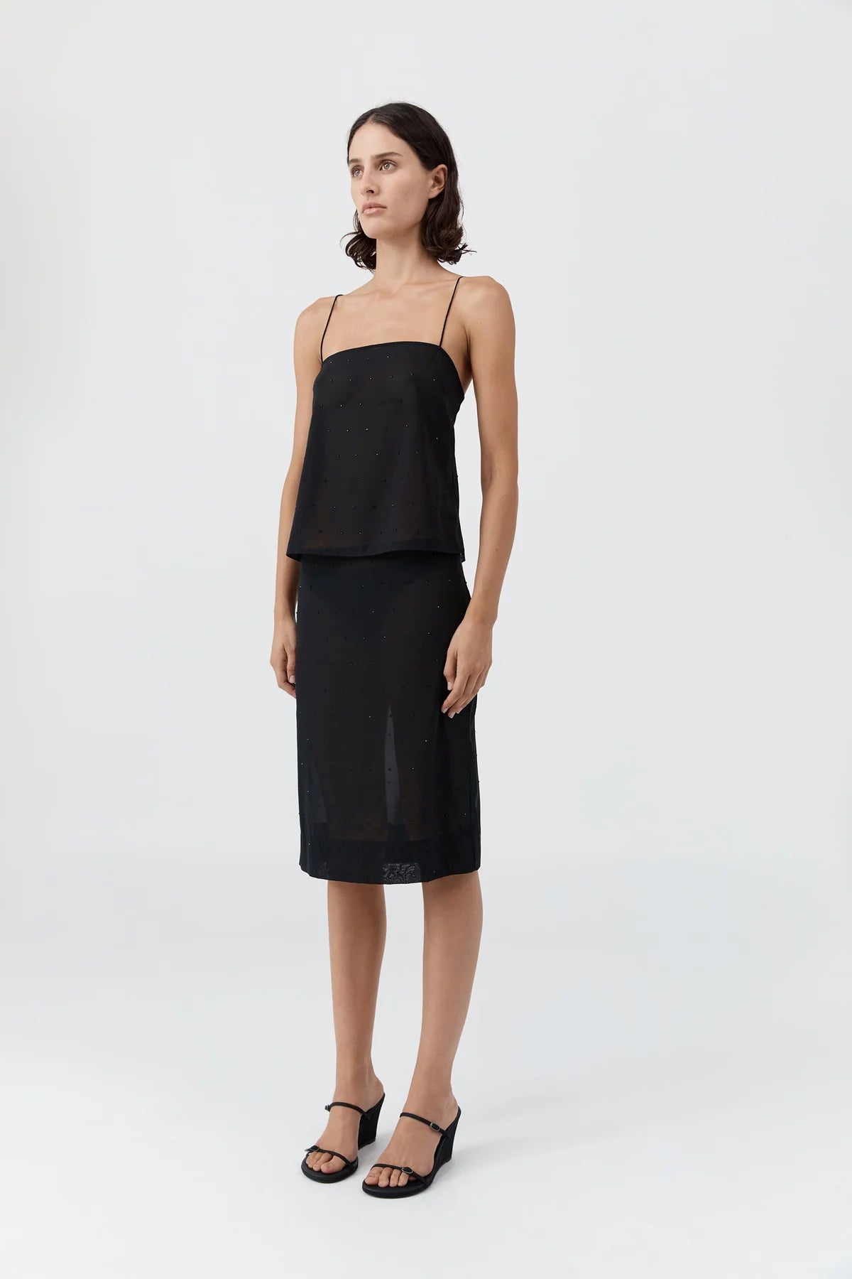 SILK GLASS BEADED SKIRT