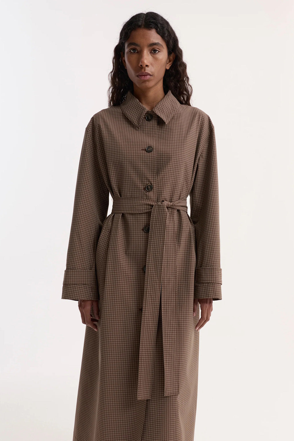 TECHNICAL CHECK BELTED COAT