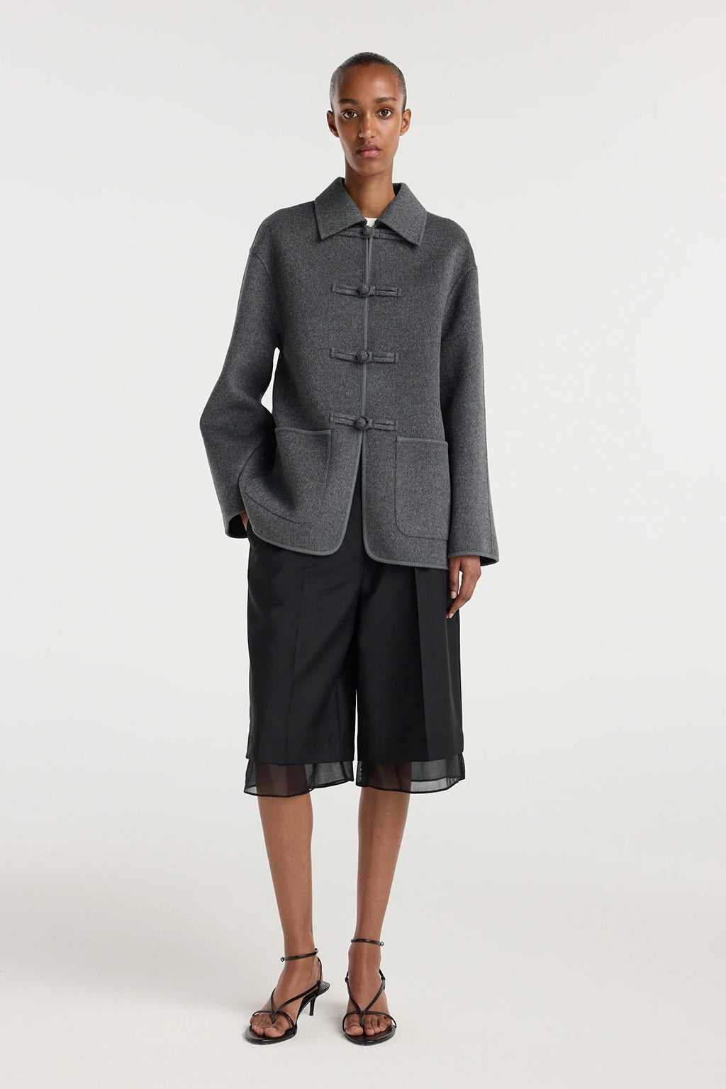 DOUBLE FACED WOOL PANKOU CLOSURE JACKET