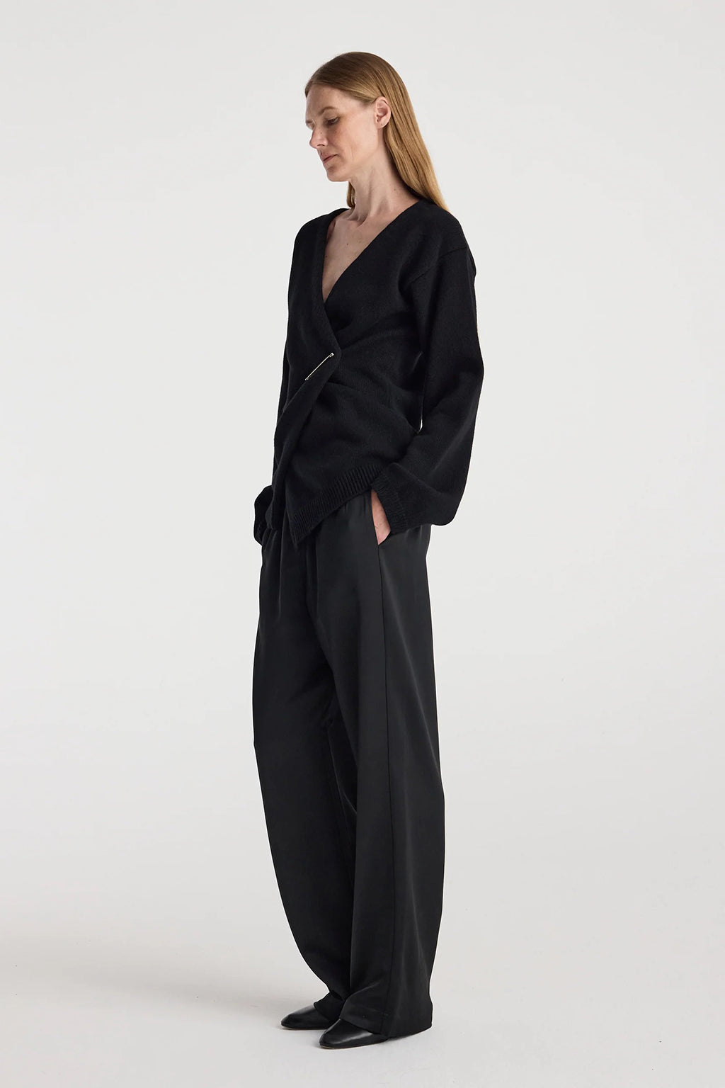 OFF-THE-SHOULDER WRAP CARDIGAN