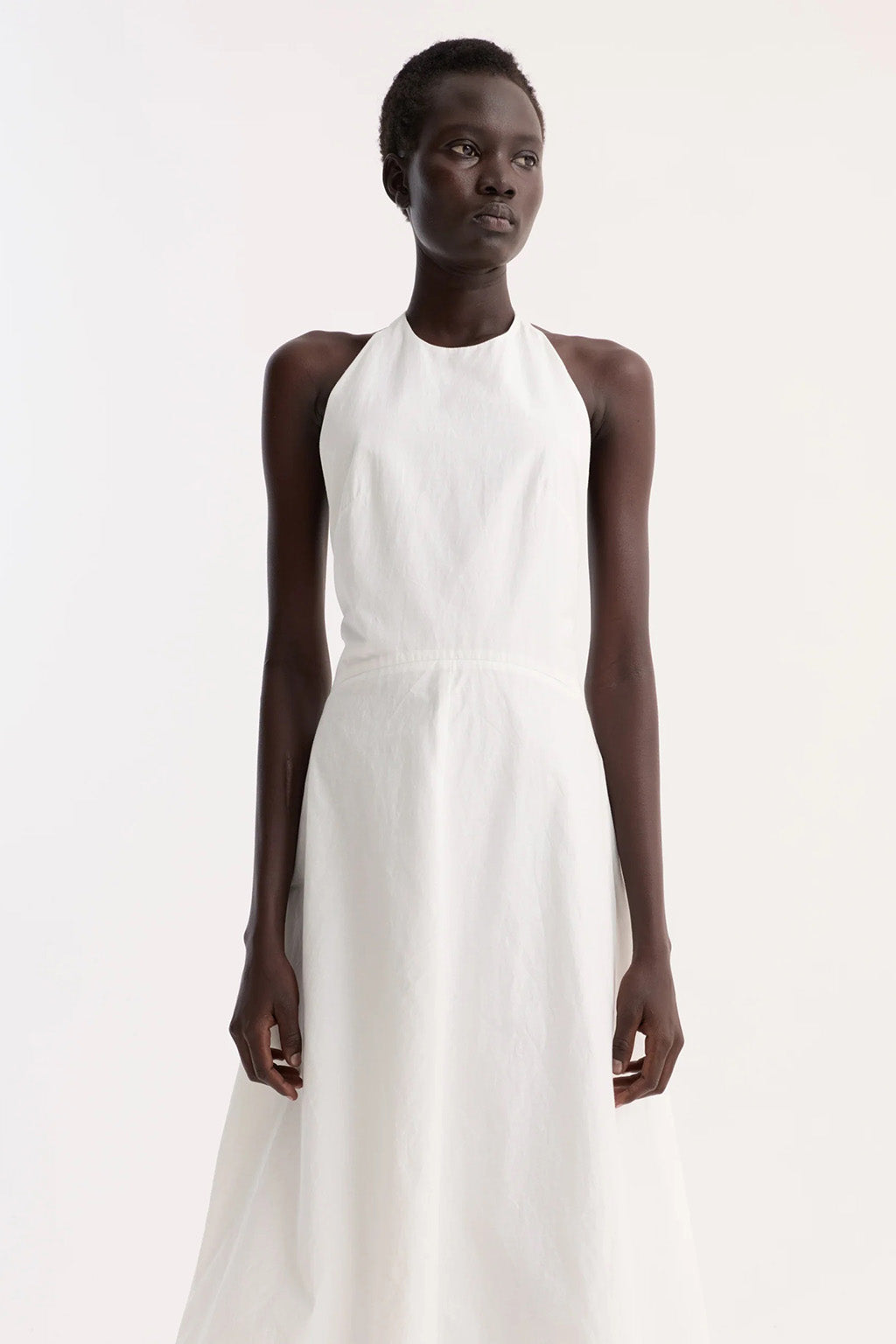 HALTER TEXTURED COTTON DRESS