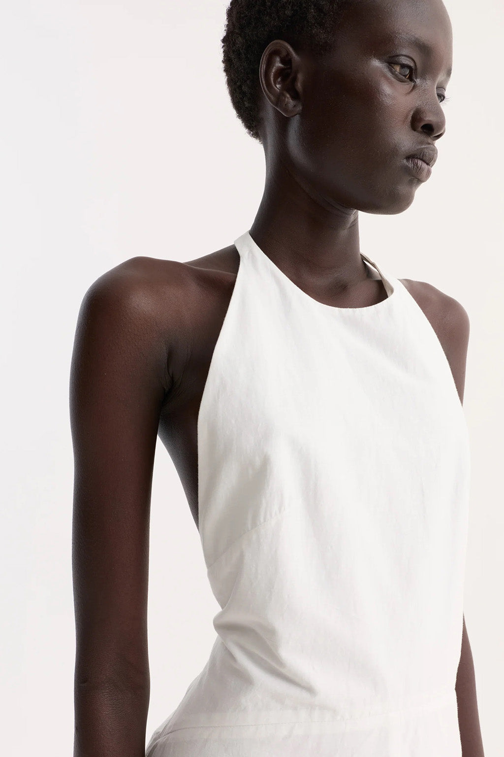 HALTER TEXTURED COTTON DRESS