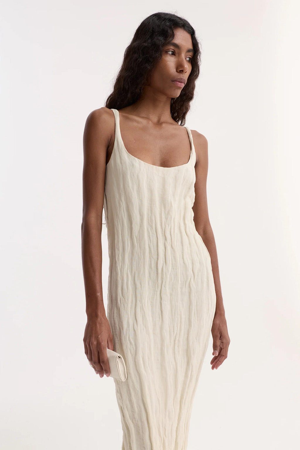 TEXTURED SQUARE NECK DRESS
