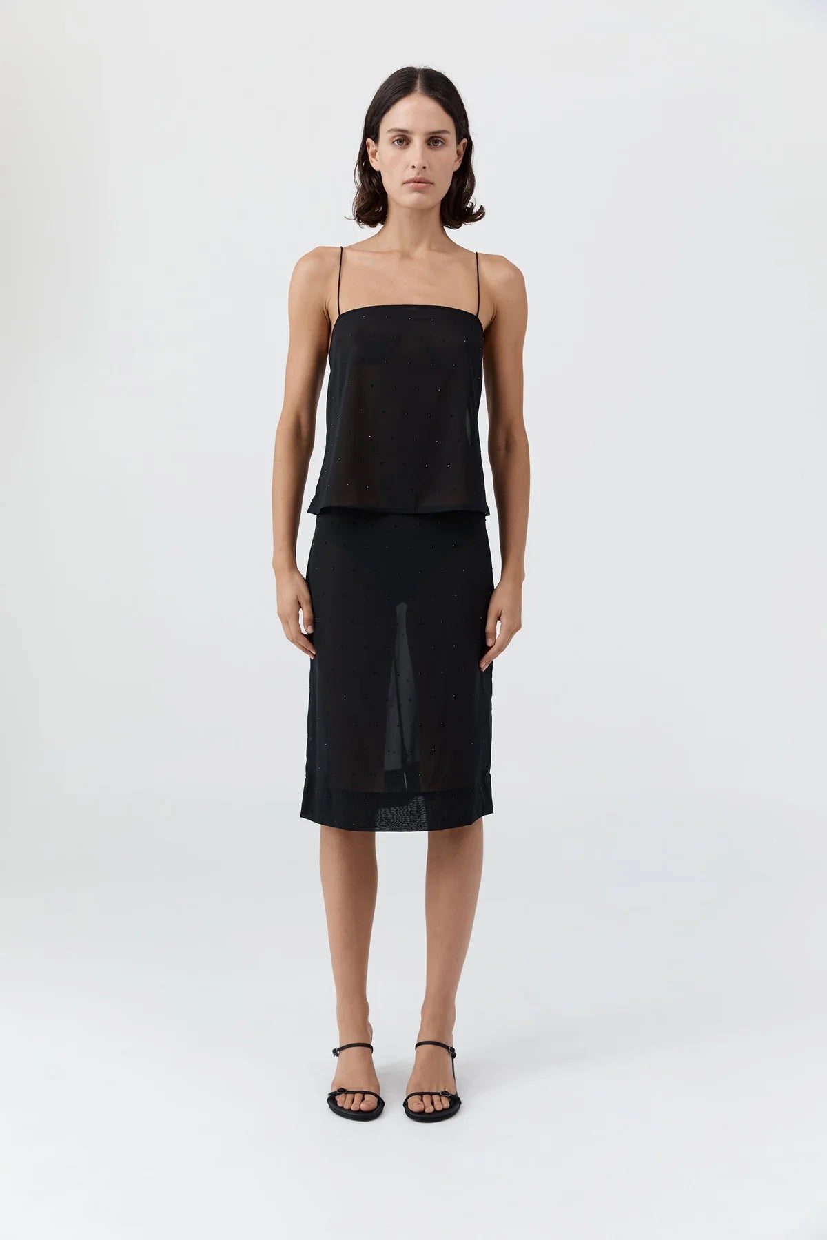 SILK GLASS BEADED SKIRT