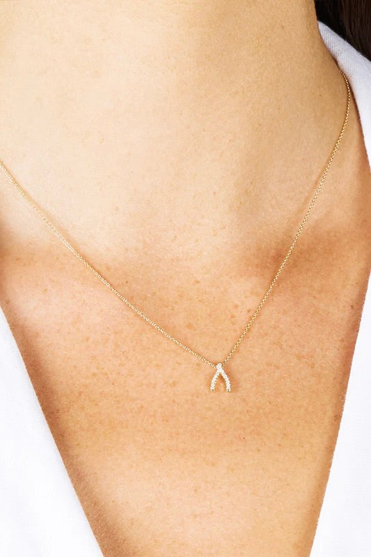 DIAMOND MINI WISHBONE NECKLACE