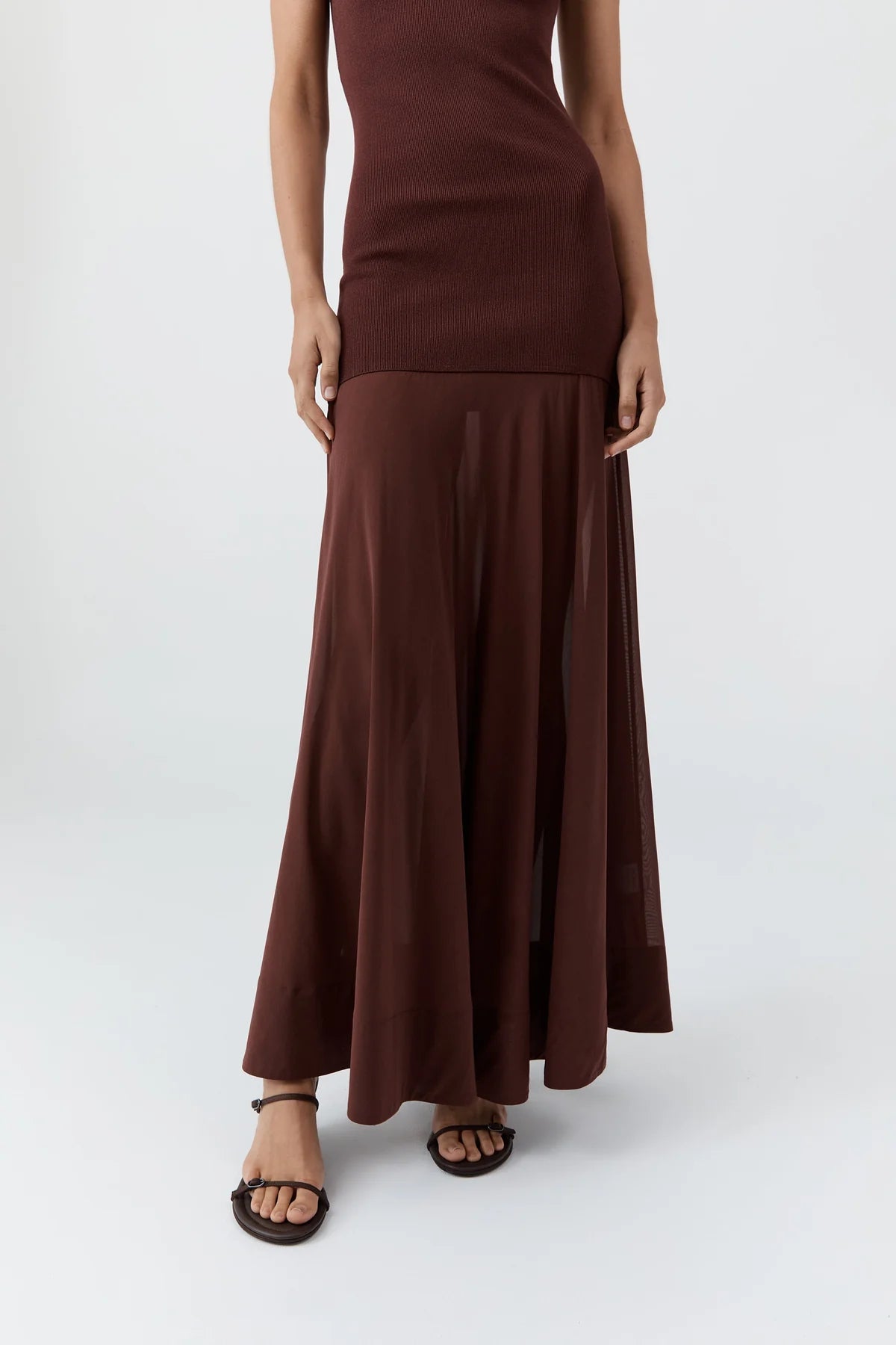 SHEER SILK CIRCLE HEM DRESS