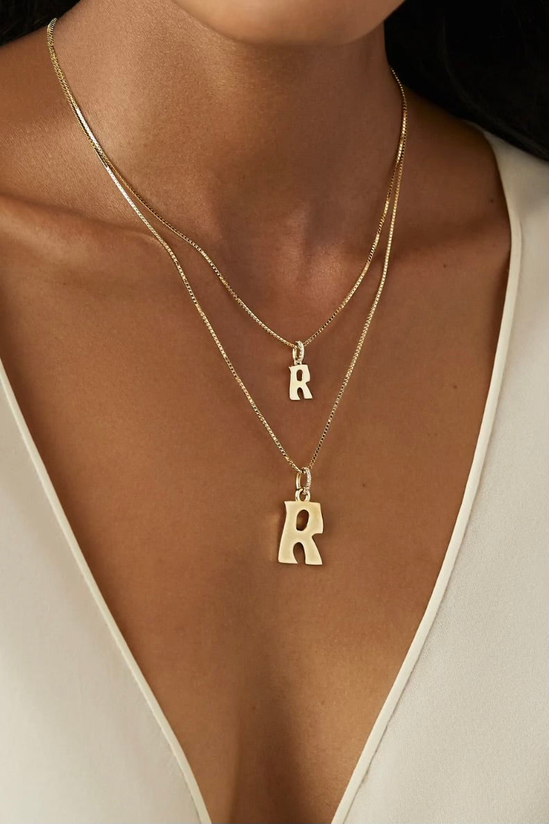 LARGE INITIAL DIAMOND CHARM