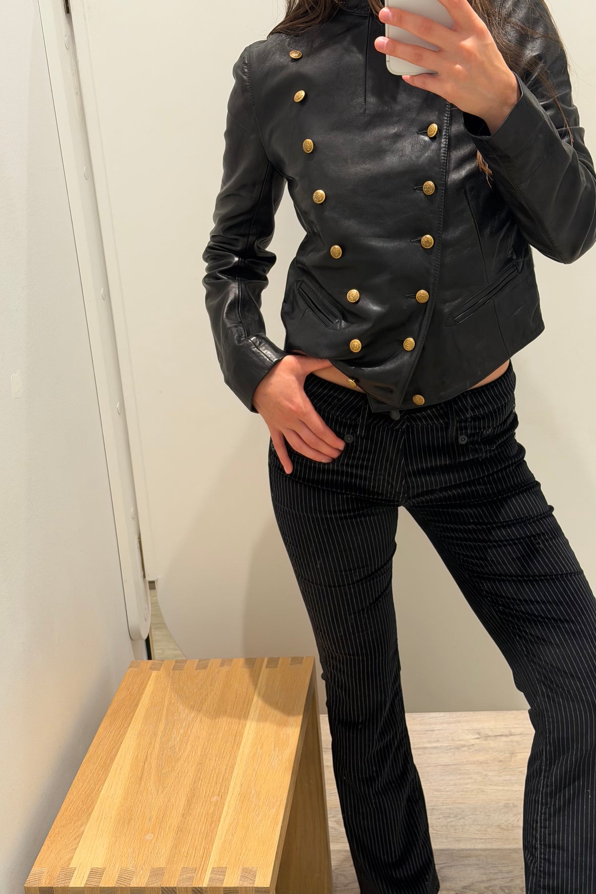SHRUNKEN LEATHER PEACOAT