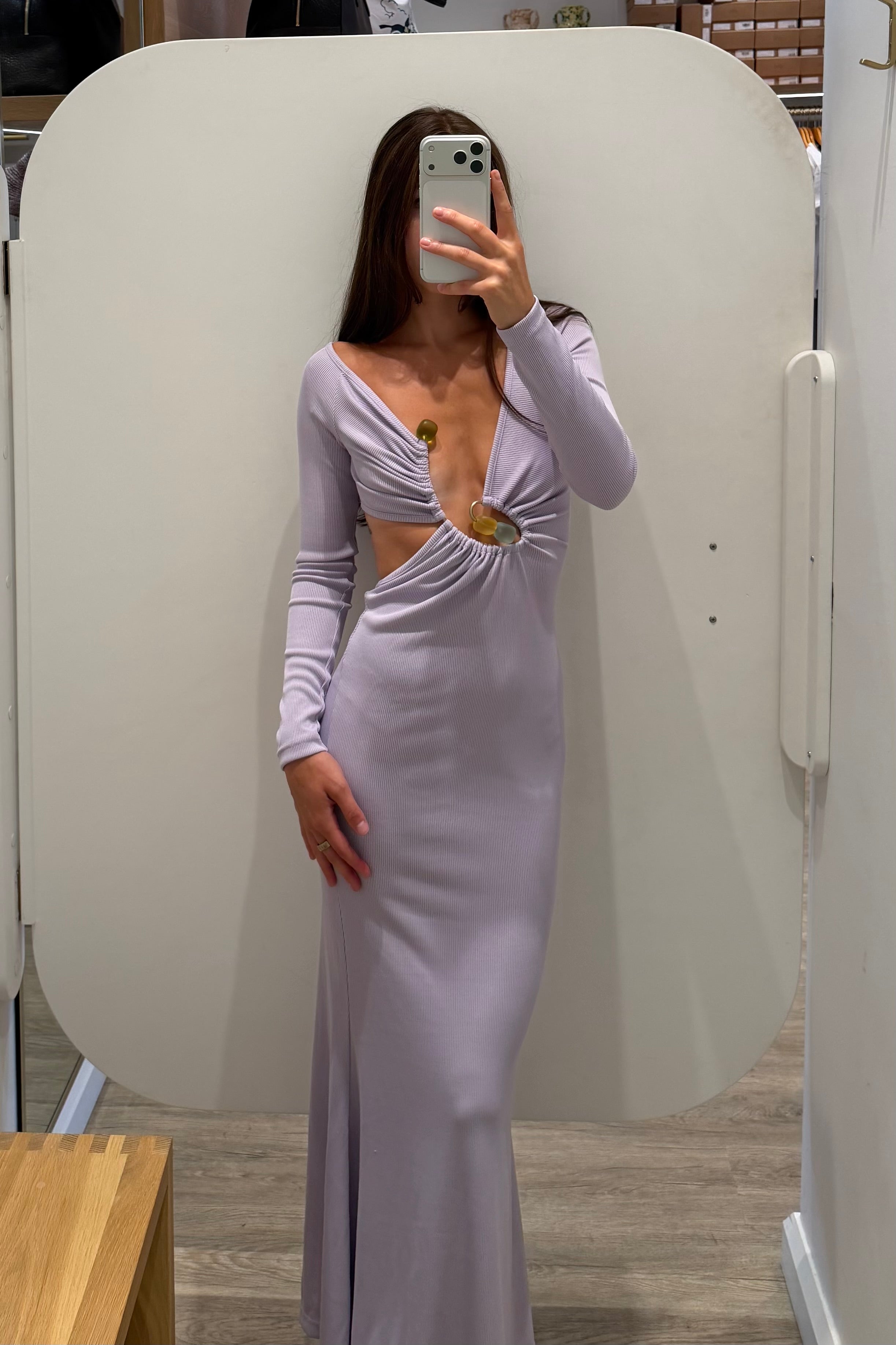 SPIRAL BEACH GLASS LONG SLEEVE DRESS