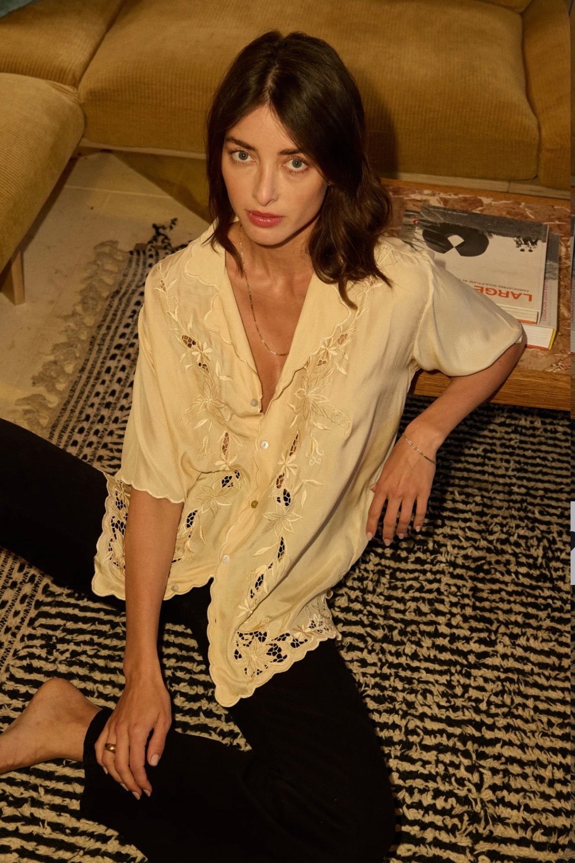 KEVIN EYELET SILK SHIRT