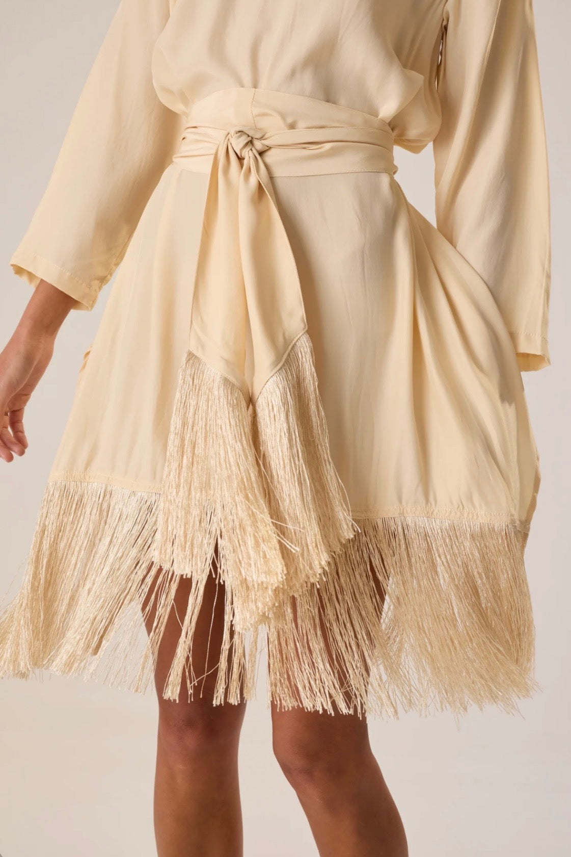 CREAM SILK SASH BELT