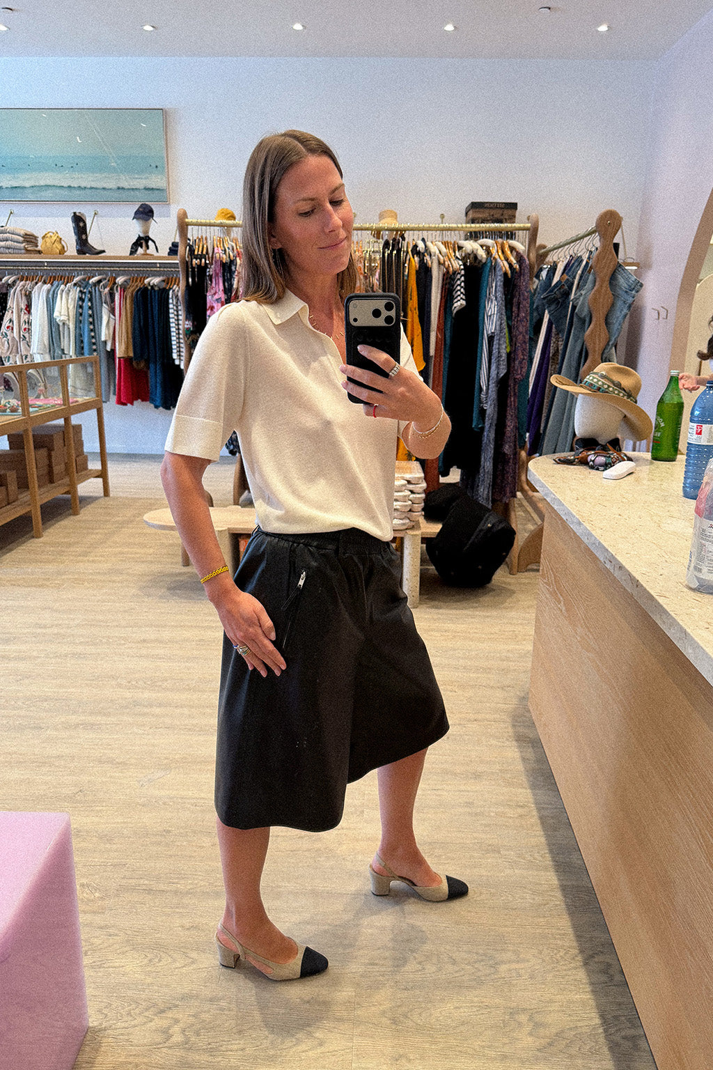 PI LEATHER BERMUDA SHORTS