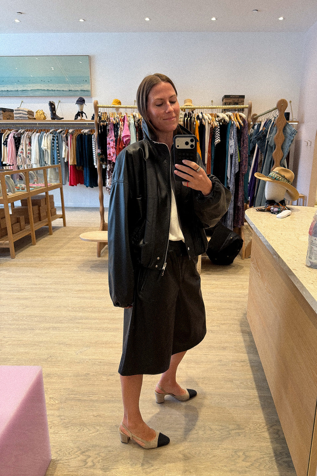 PI LEATHER BERMUDA SHORTS