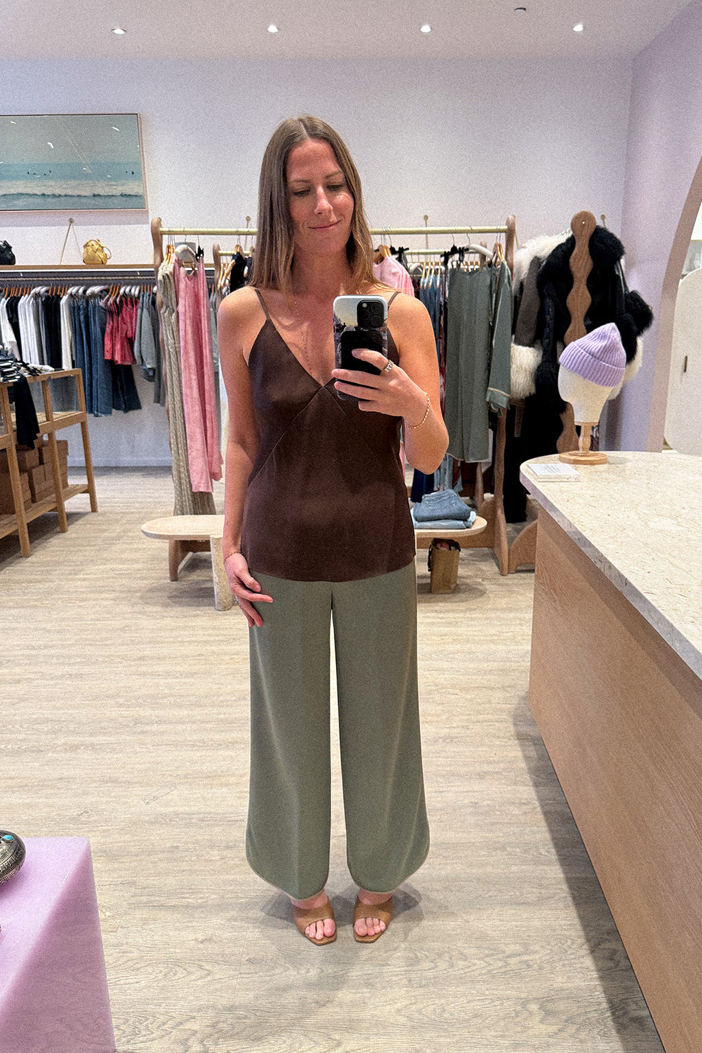 ENVERS SHINY SATIN CROPPED PANTS