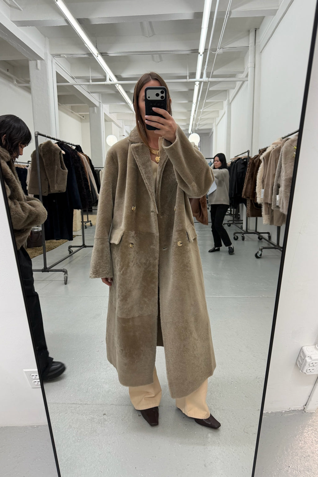 JUNAE LONG SHEARLING COAT