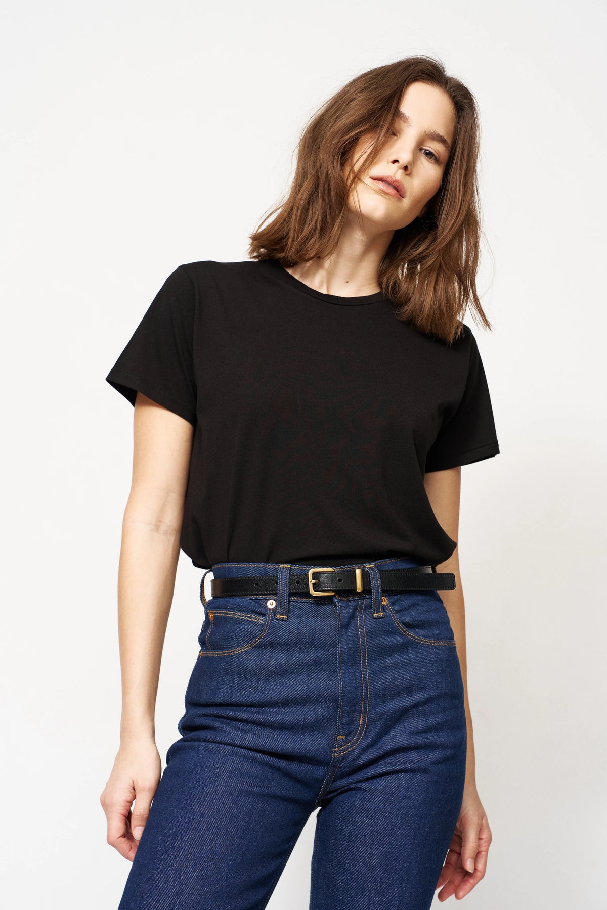 THE WAVE BELT IN BLACK LEATHER