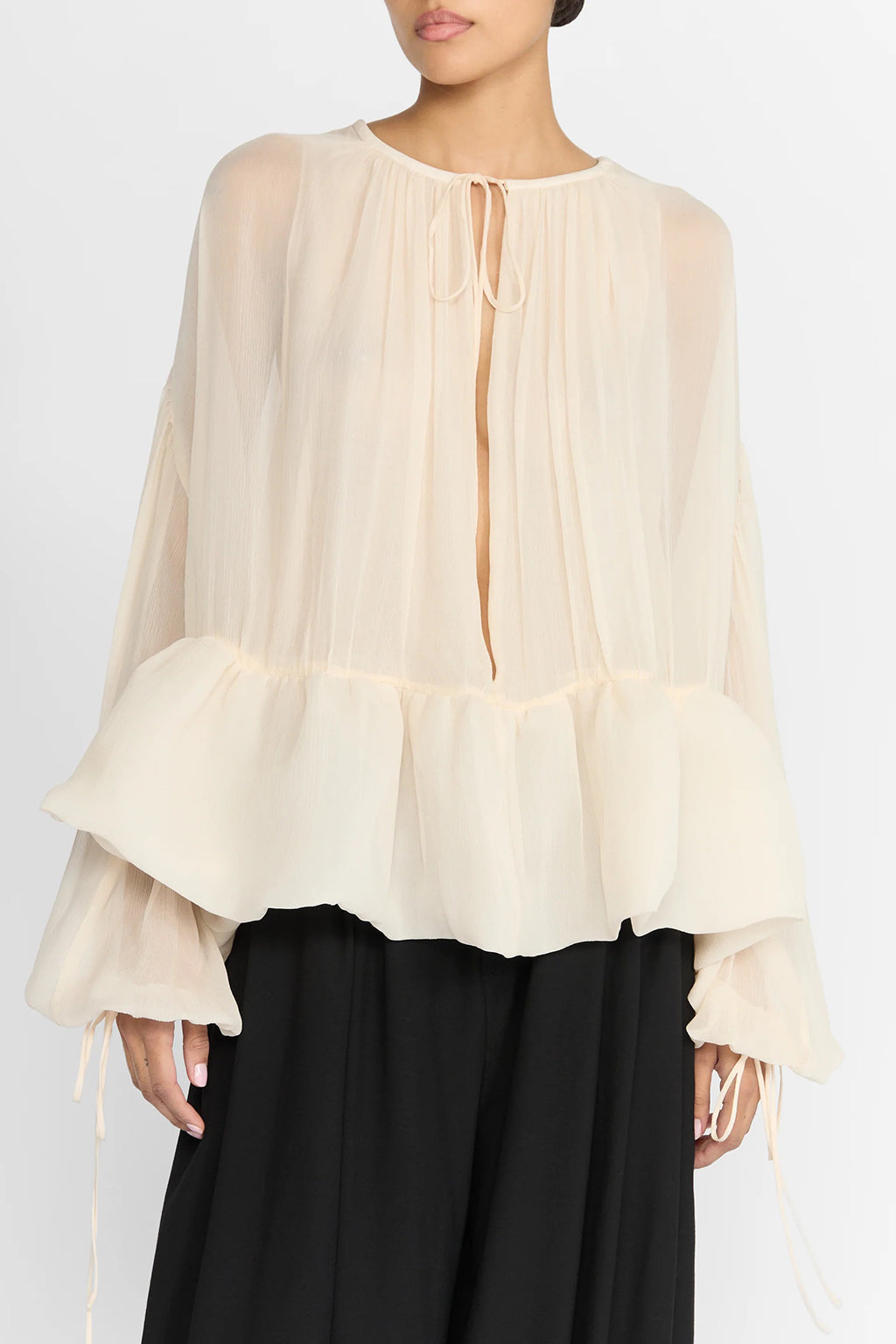 PEPLUM CHIFFON BLOUSE