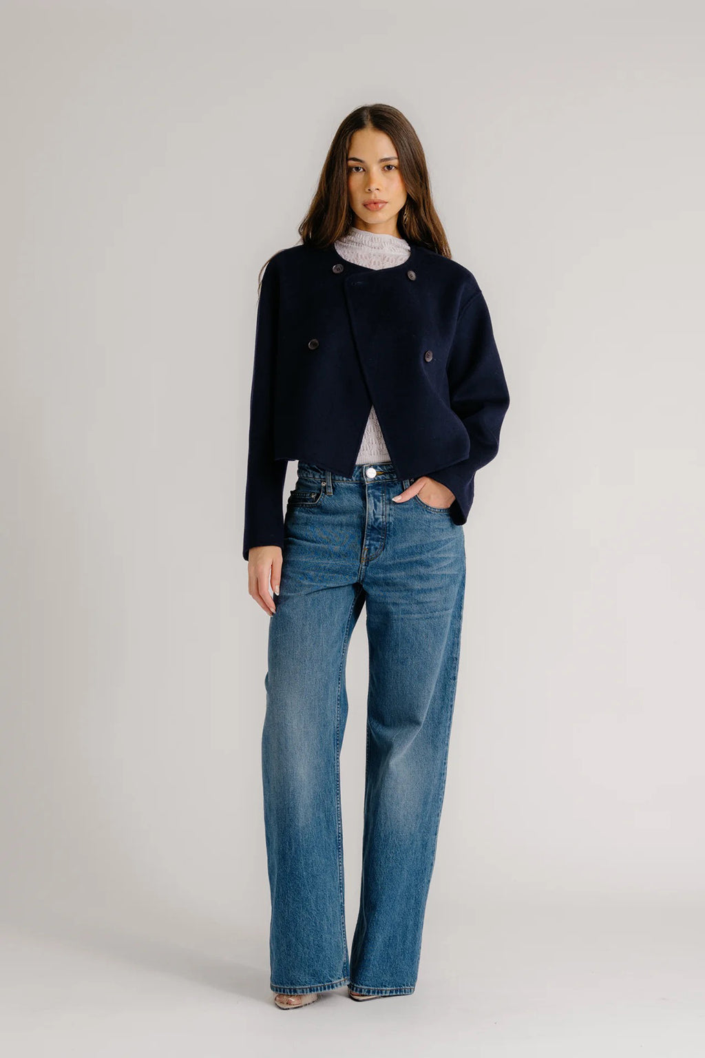 FLOREN CROPPED DOUBLE BREASTED JACKET