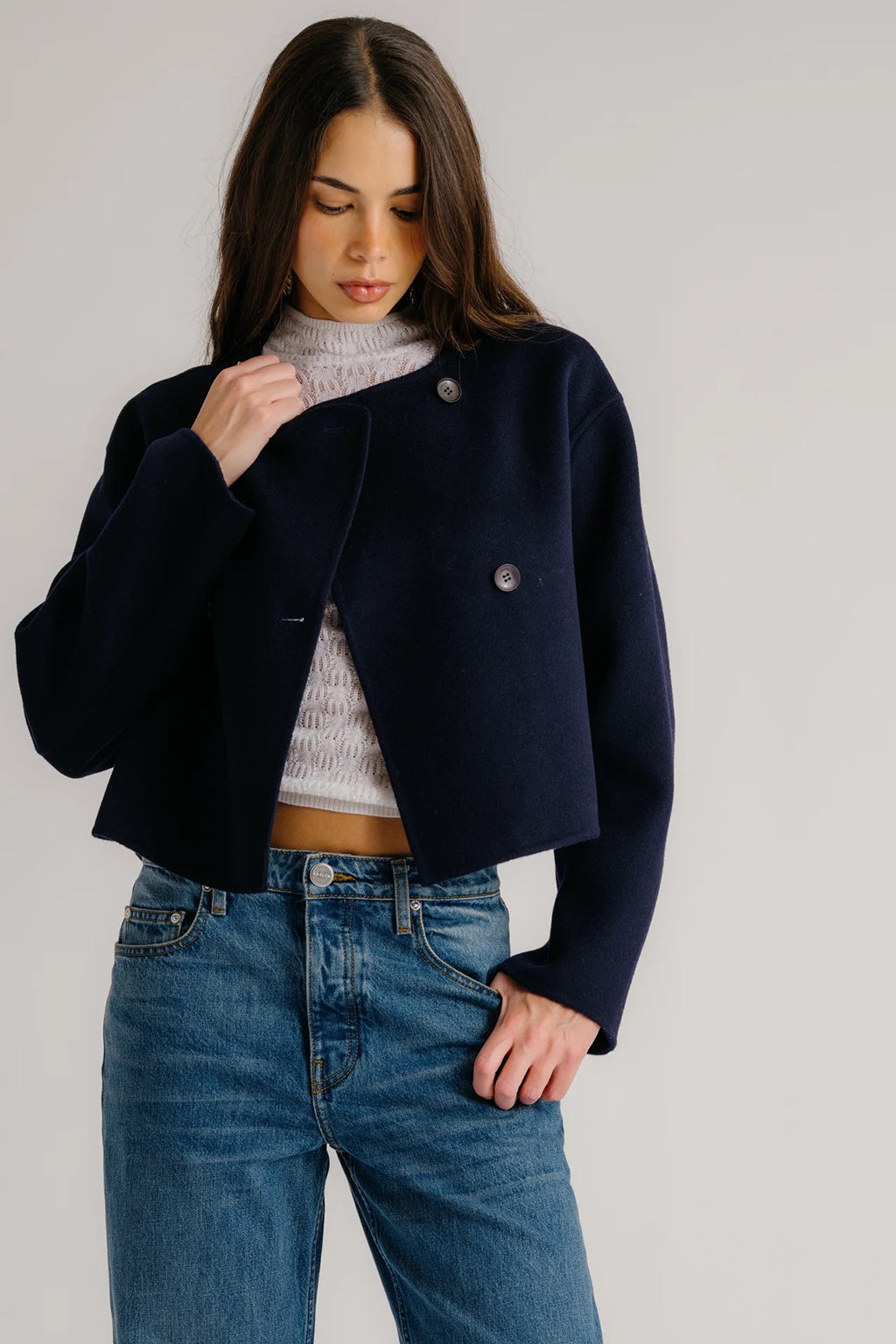 FLOREN CROPPED DOUBLE BREASTED JACKET