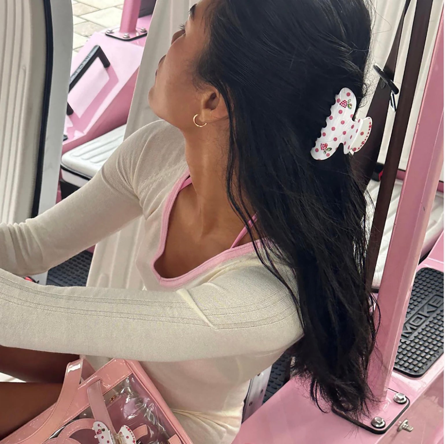 SWEETHEART CLIP IN COCONUT BERRY DOT