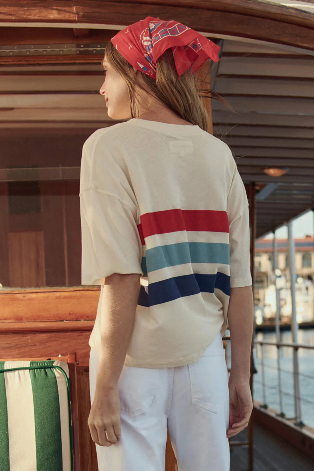 THE TRACK CREWNECK TEE IN SALTWATER STRIPE *pre-order*