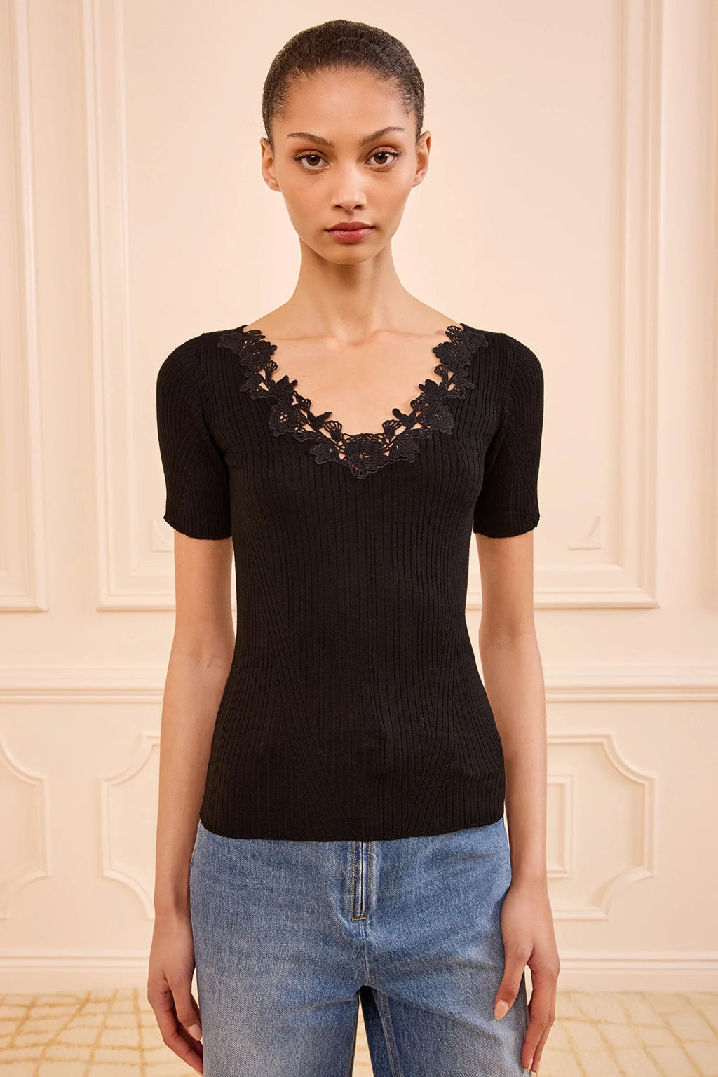 CELESTE SHORT SLEEVE KNIT TOP