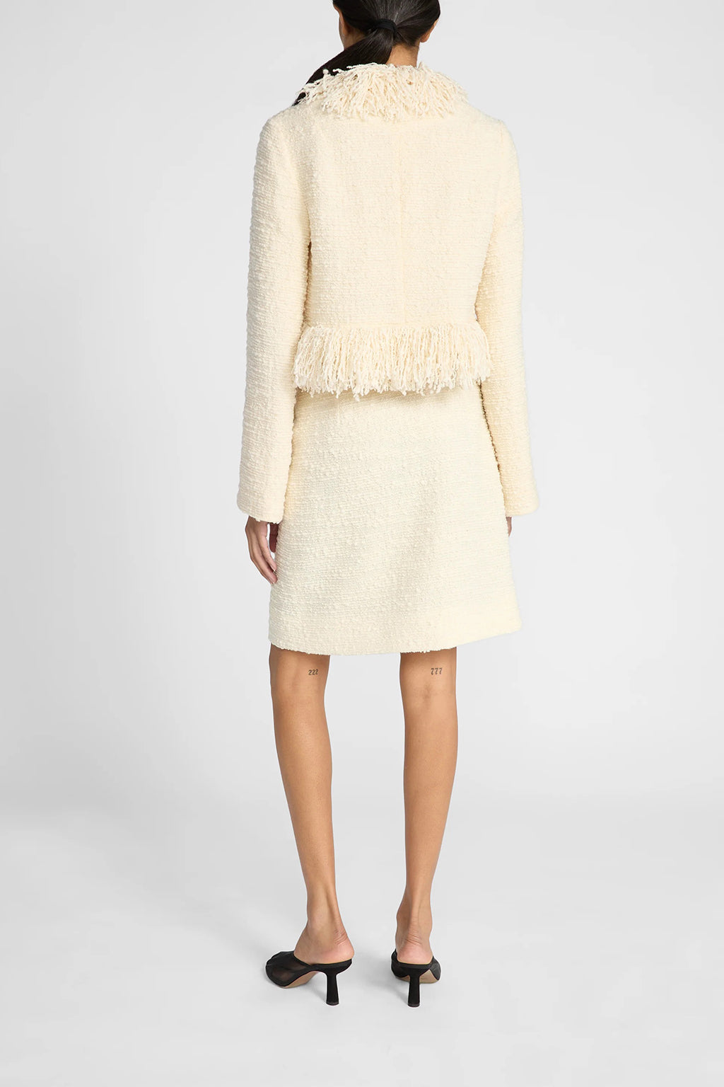 CROP FRINGE WOOL BLEND TWEED JACKET *pre-order*