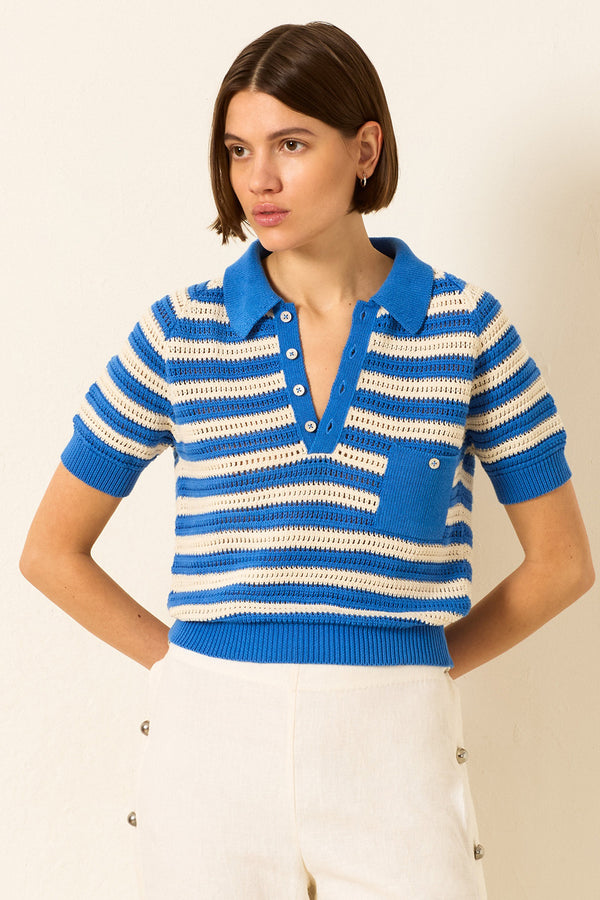 LESSI NAUTICAL CROCHET TOP