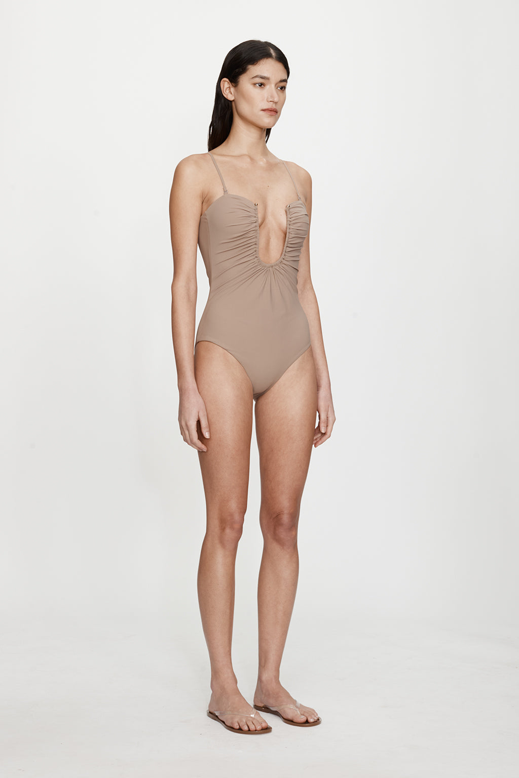 ARCED RUCHED ONE PIECE SWIMSUIT