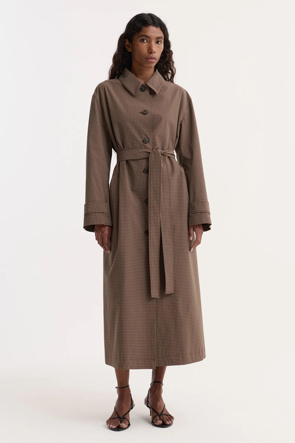 TECHNICAL CHECK BELTED COAT