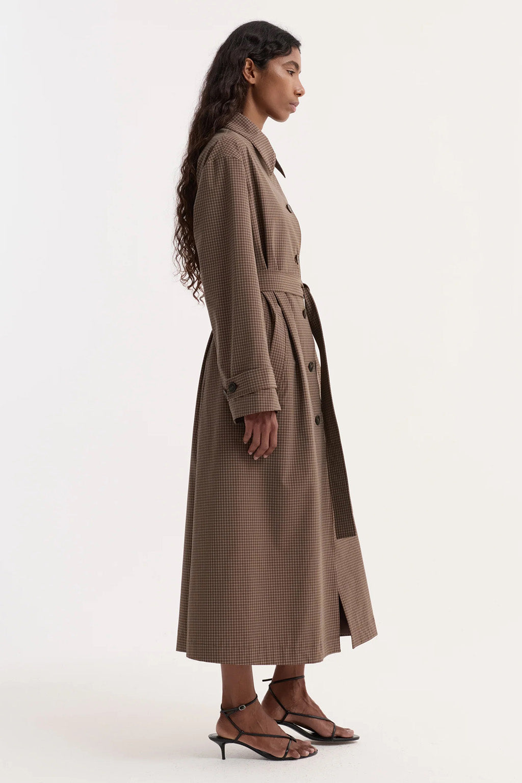 TECHNICAL CHECK BELTED COAT