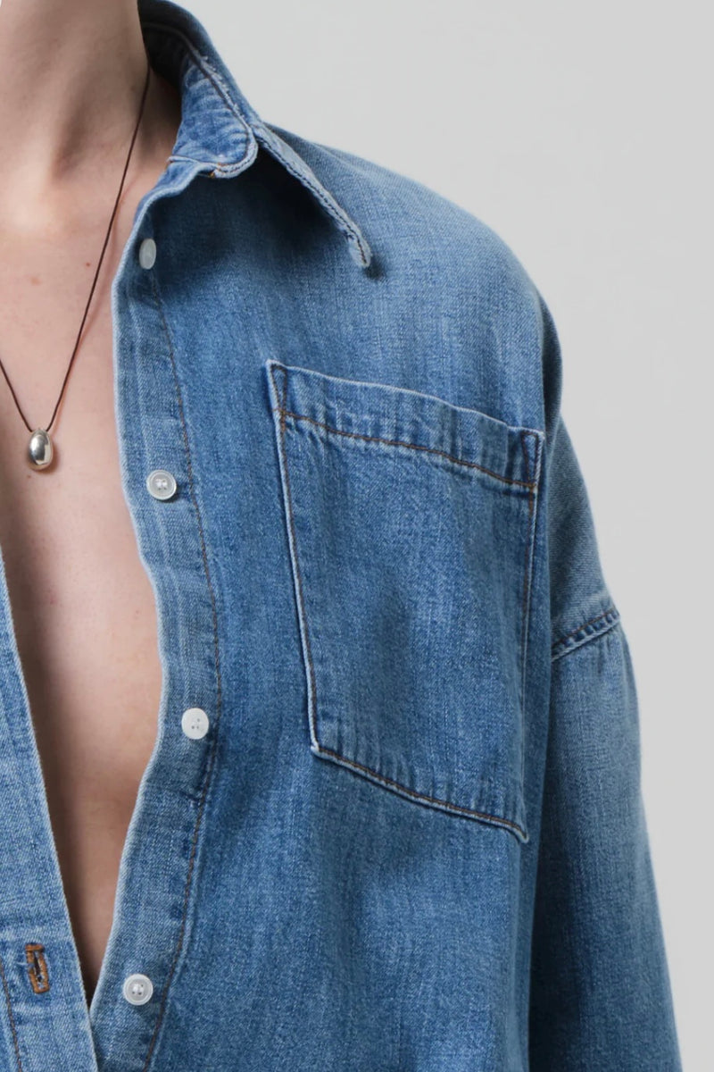 FRANCES CROPPED CAPE BUTTON UP