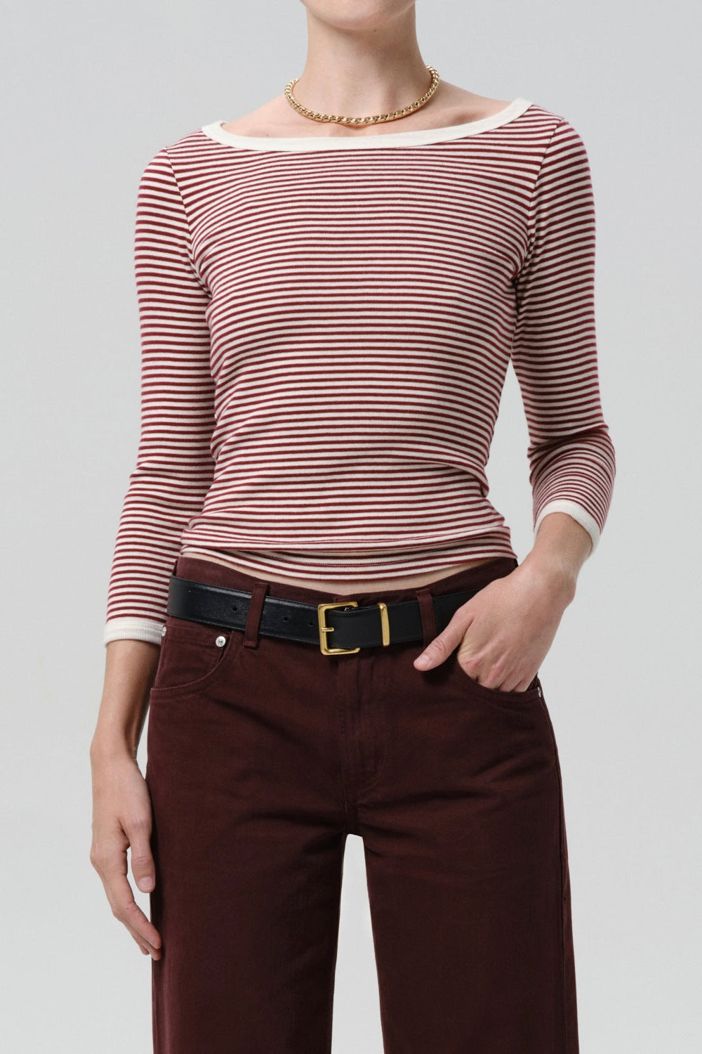 BOAT NECK SLIM TEE