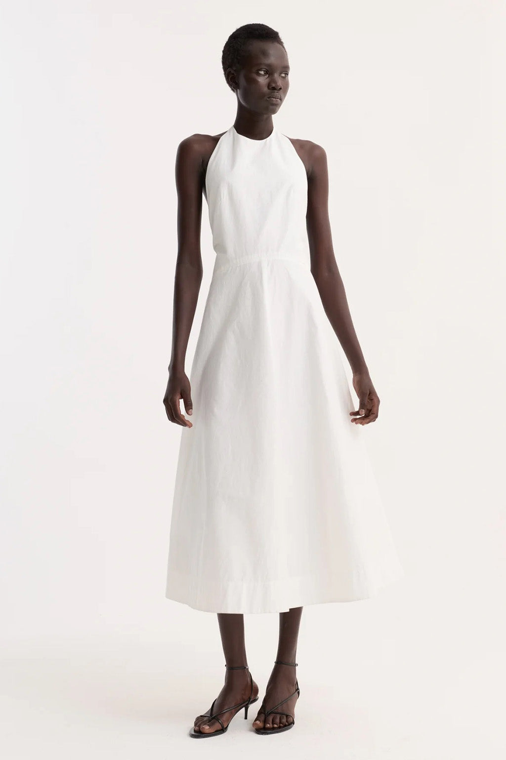 HALTER TEXTURED COTTON DRESS