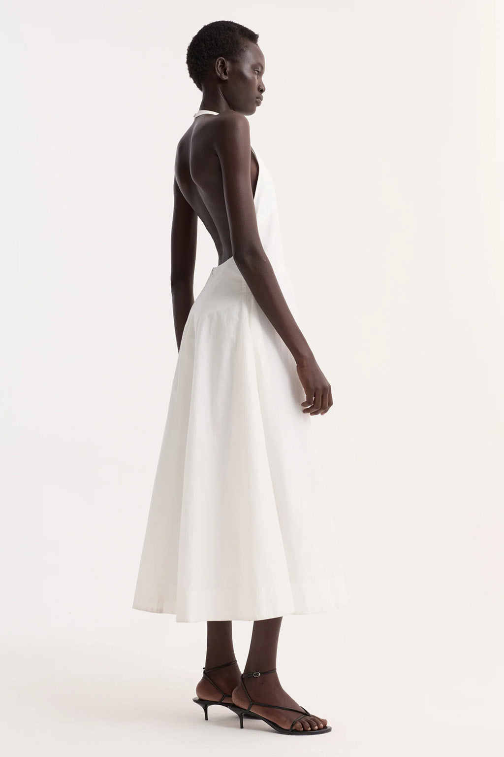 HALTER TEXTURED COTTON DRESS