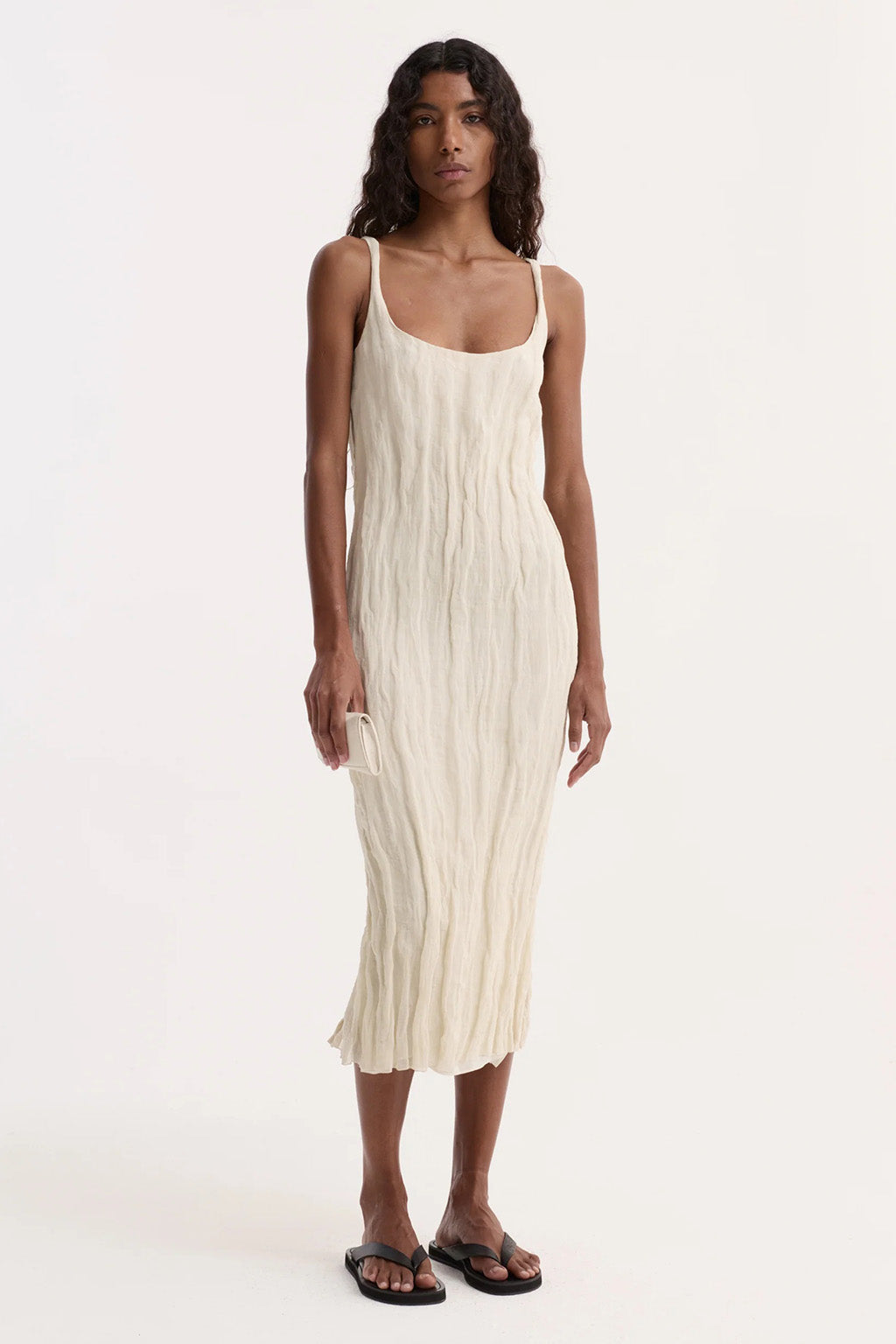 TEXTURED SQUARE NECK DRESS