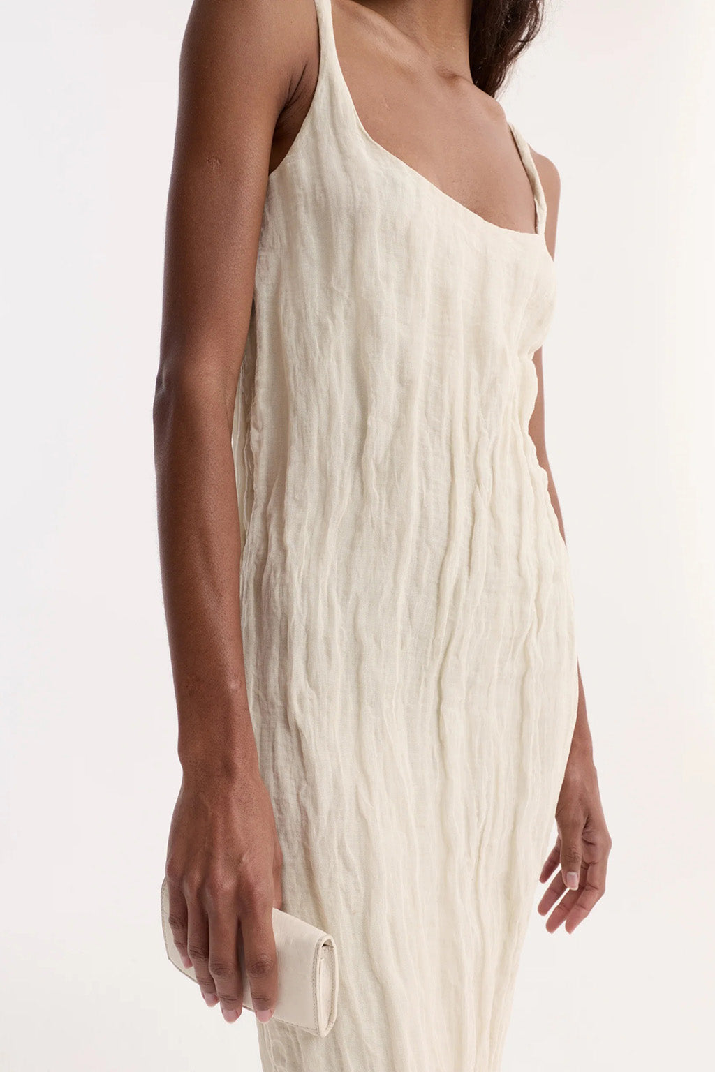 TEXTURED SQUARE NECK DRESS