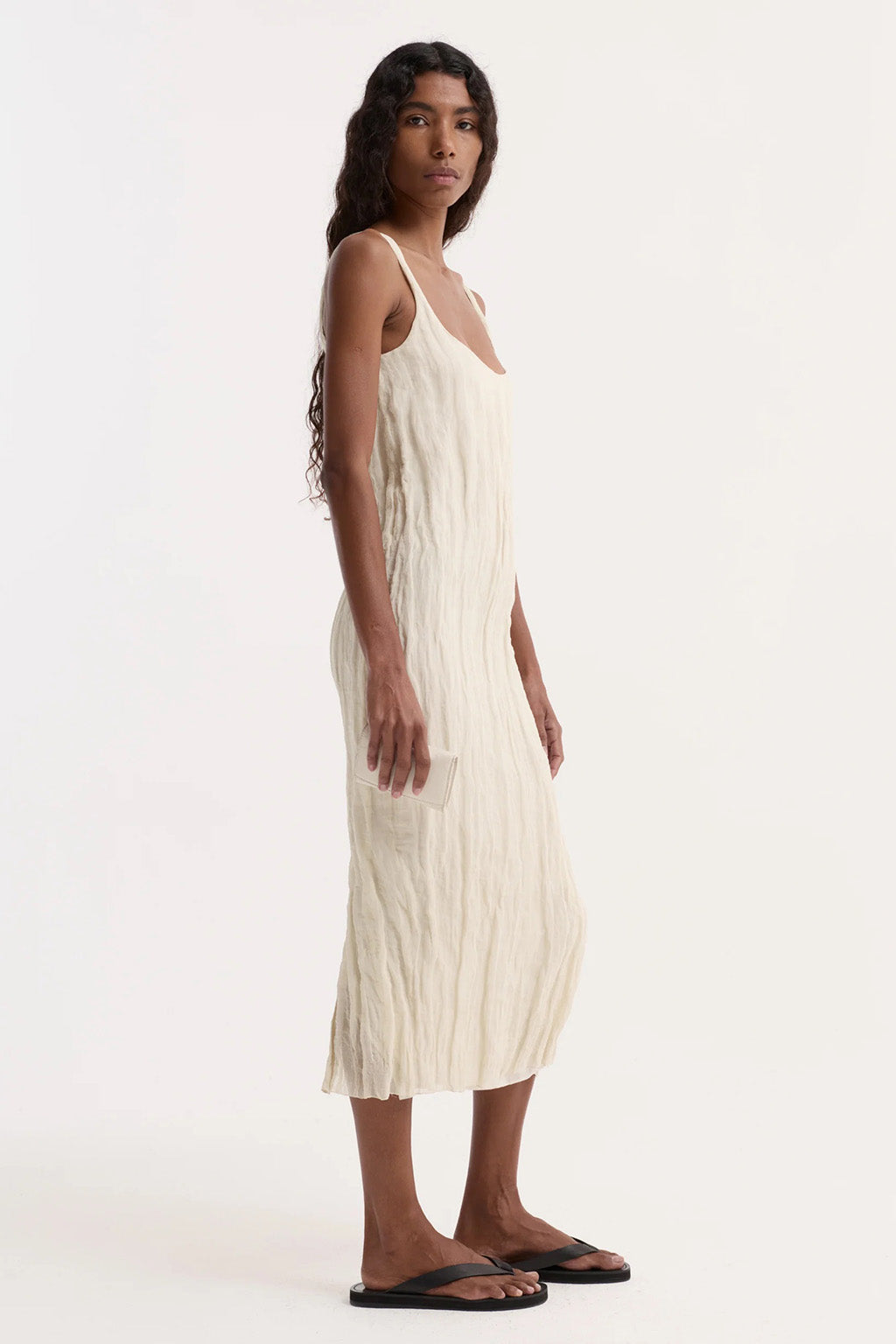 TEXTURED SQUARE NECK DRESS