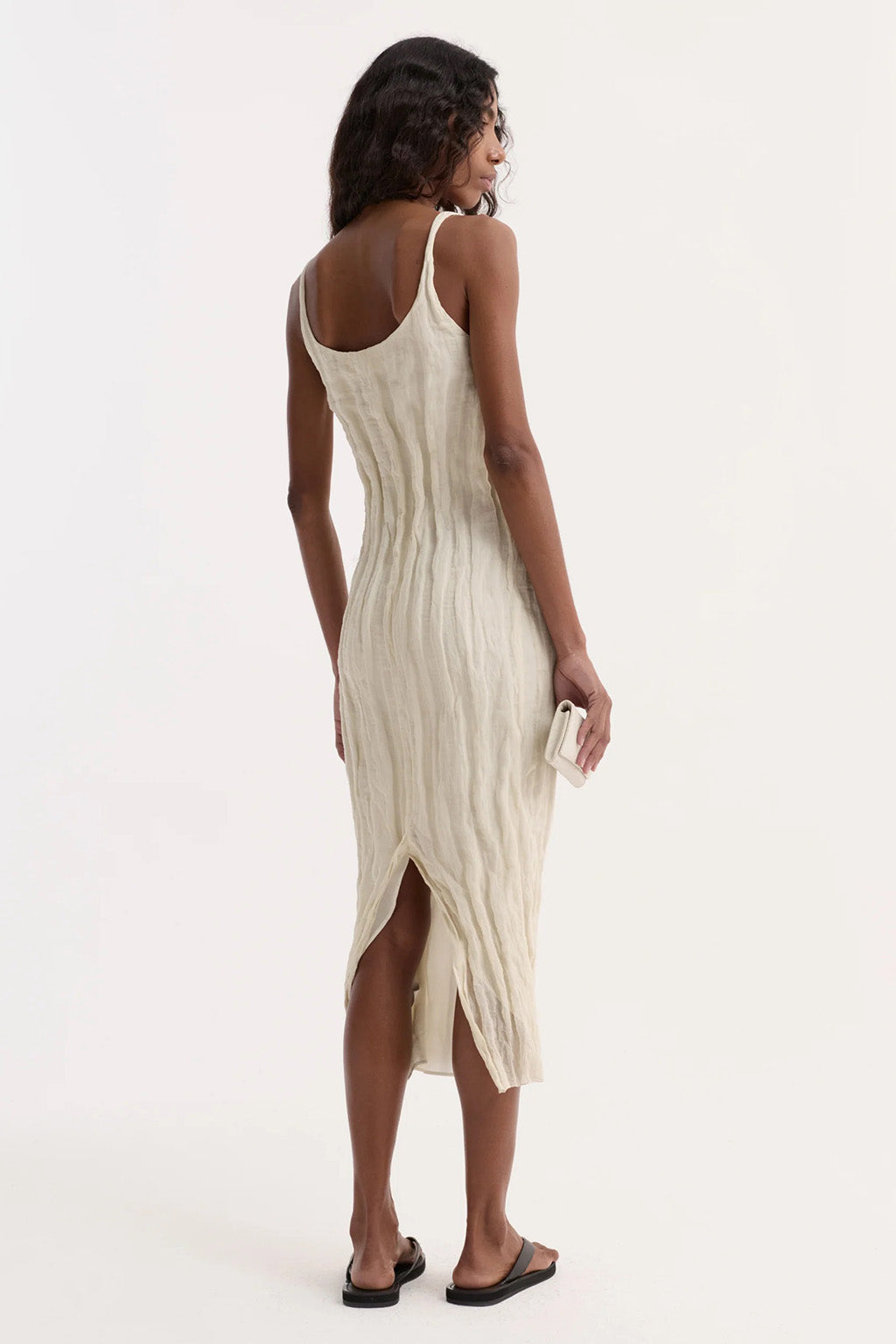 TEXTURED SQUARE NECK DRESS