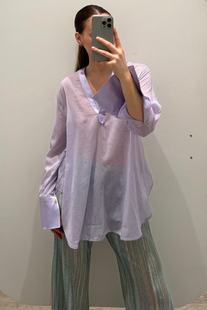 LILAC SILK & LINEN BLOUSE