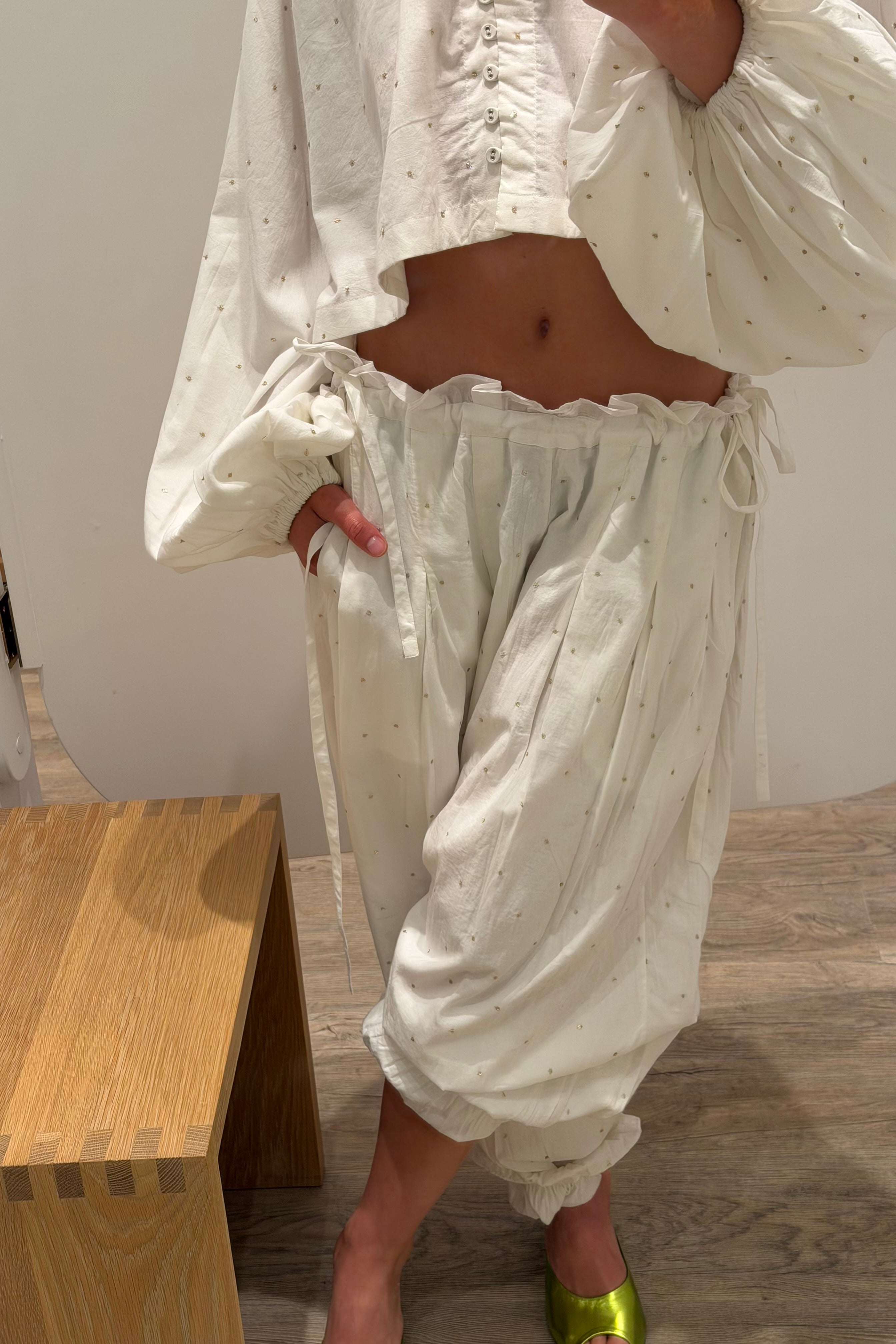 RUFFLE HEM EMBELLISHED HAREM PANT