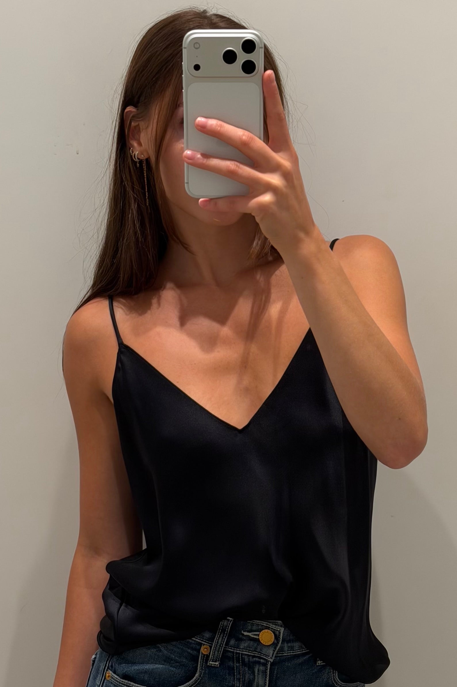 GLORIA V-NECK BIAS SILK TANK