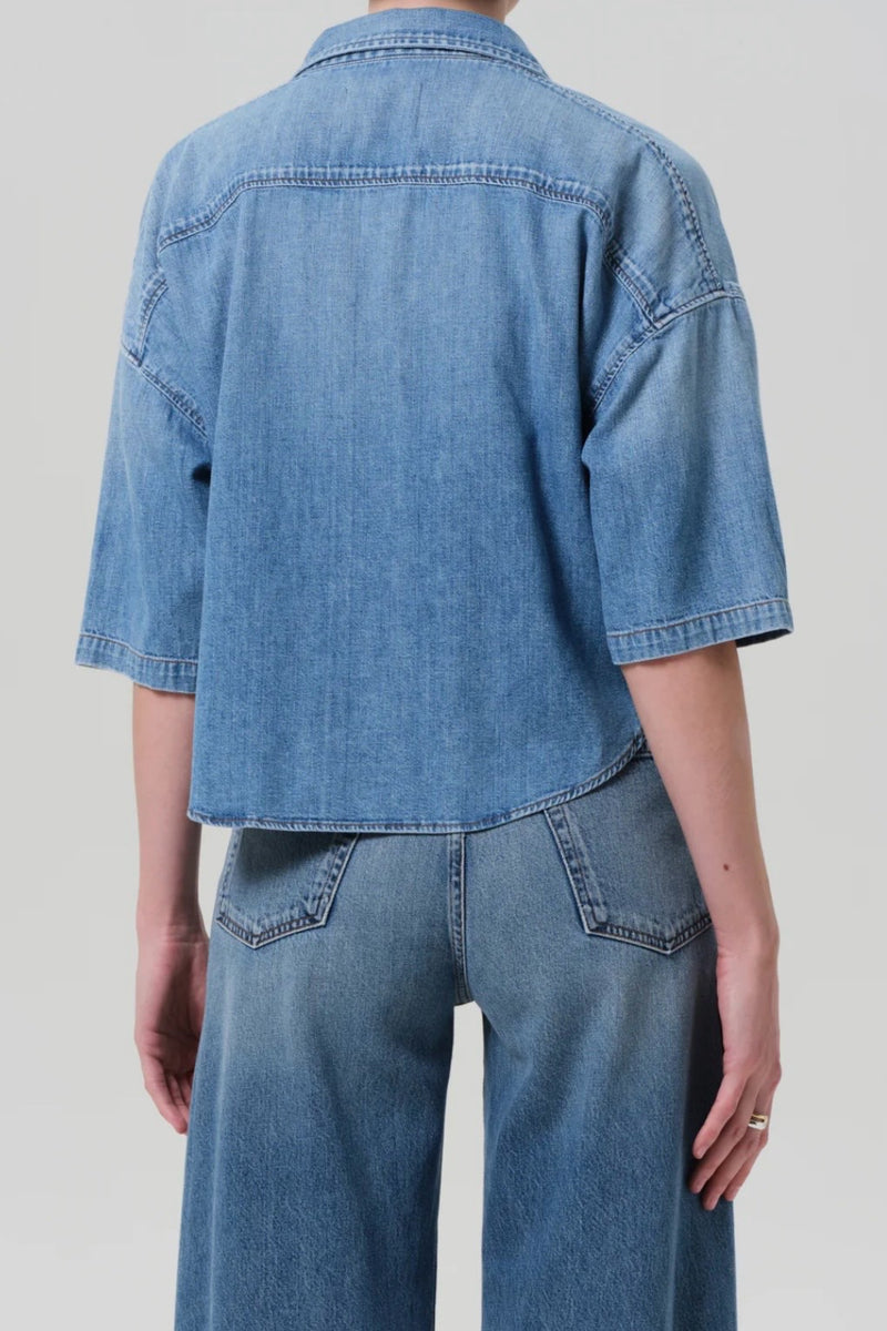 FRANCES CROPPED CAPE BUTTON UP