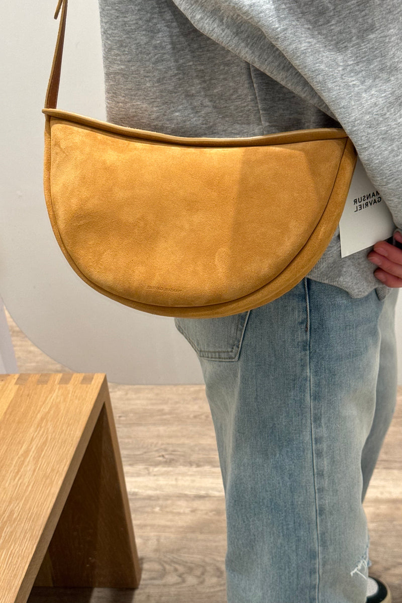 MOON SLING BAG IN CARAMEL SUEDE