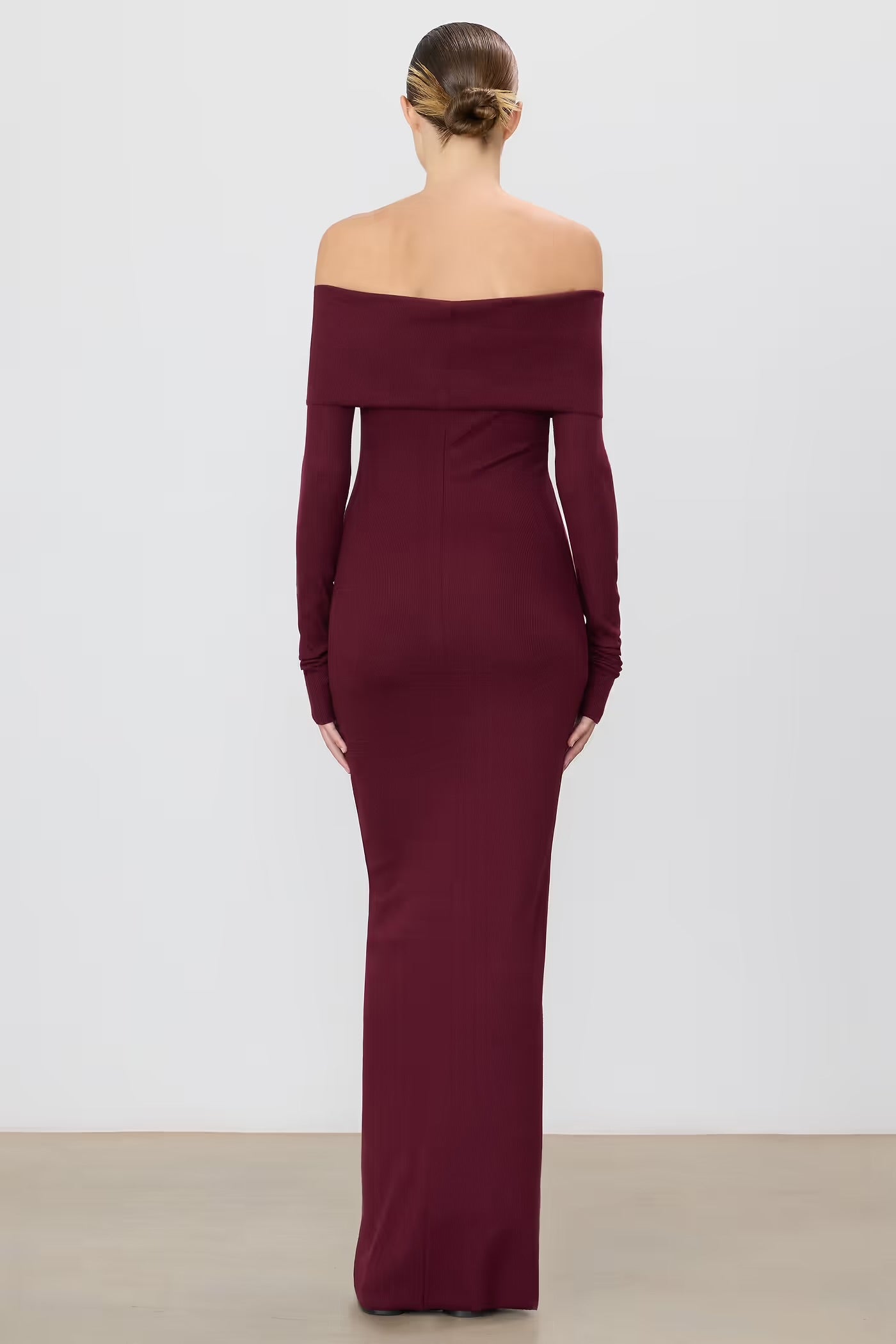 LONG SLEEVE OFF-SHOULDER MAXI DRESS